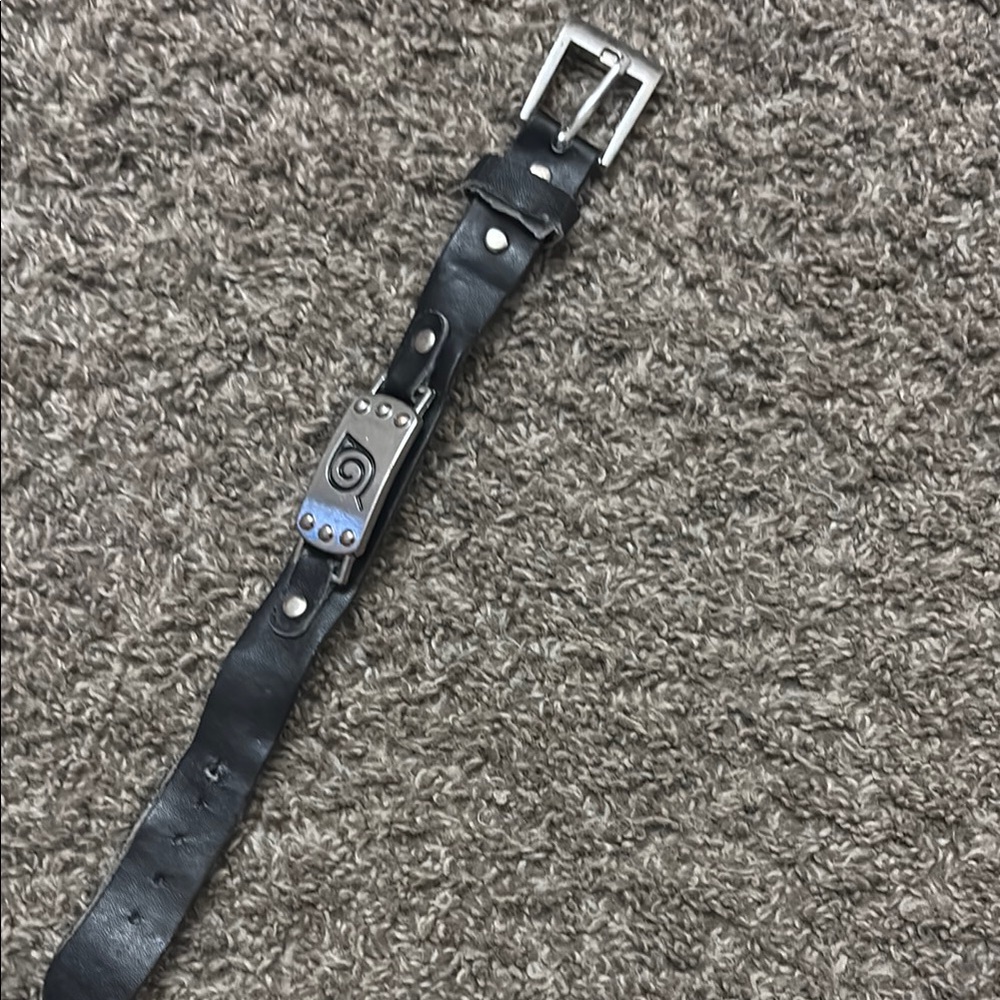 Black Leather Belt with Silver Buckle